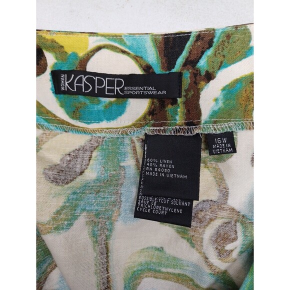 Kasper Essential Sportswear Watercolor Skirt Linen Blend A line Sz 16W - Picture 8 of 9